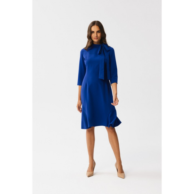 S346 Dress with binding at neck - cornflower