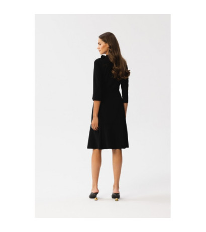 S346 Dress with binding at the neck - black