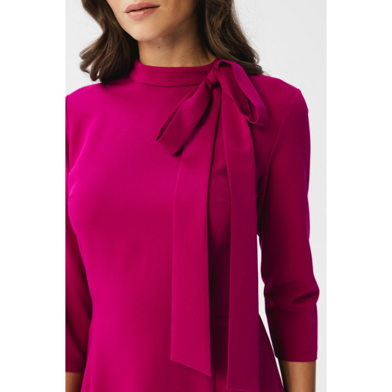 S346 Dress with binding at the neck - plum