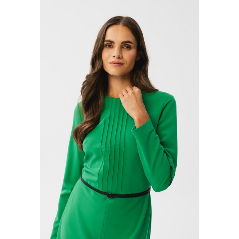 S347 Dress with stitching on neckline - juicy green