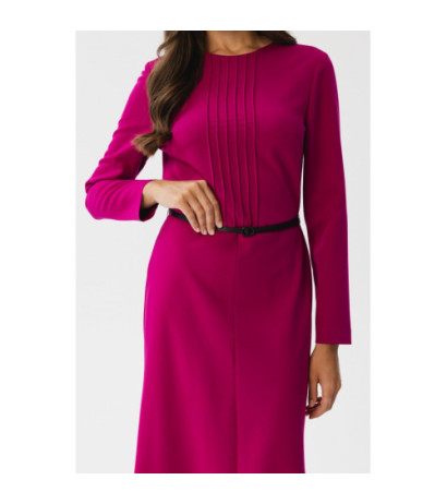 S347 Dress with stitching on neckline - plum