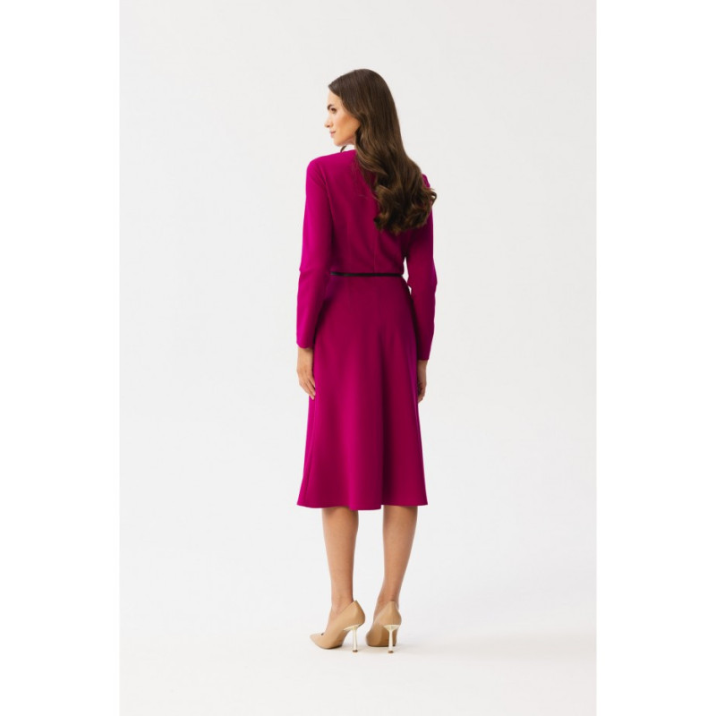 S347 Dress with stitching on neckline - plum