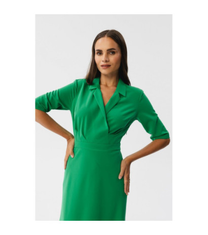 S348 Dress with envelope neckline and collar - juicy green