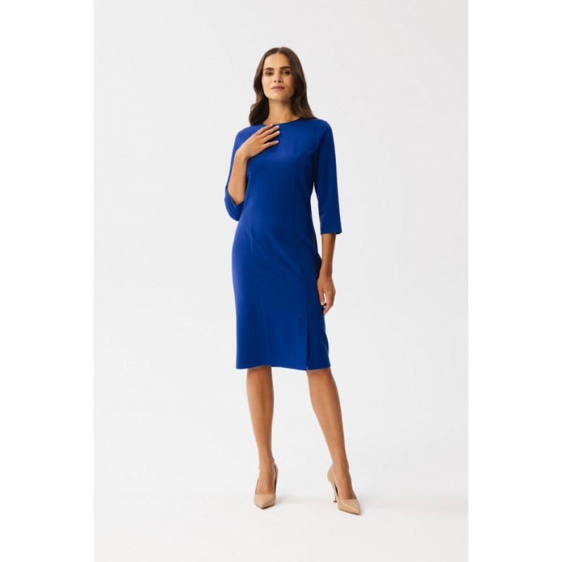 S350 Pencil dress with slit - cornflower blue