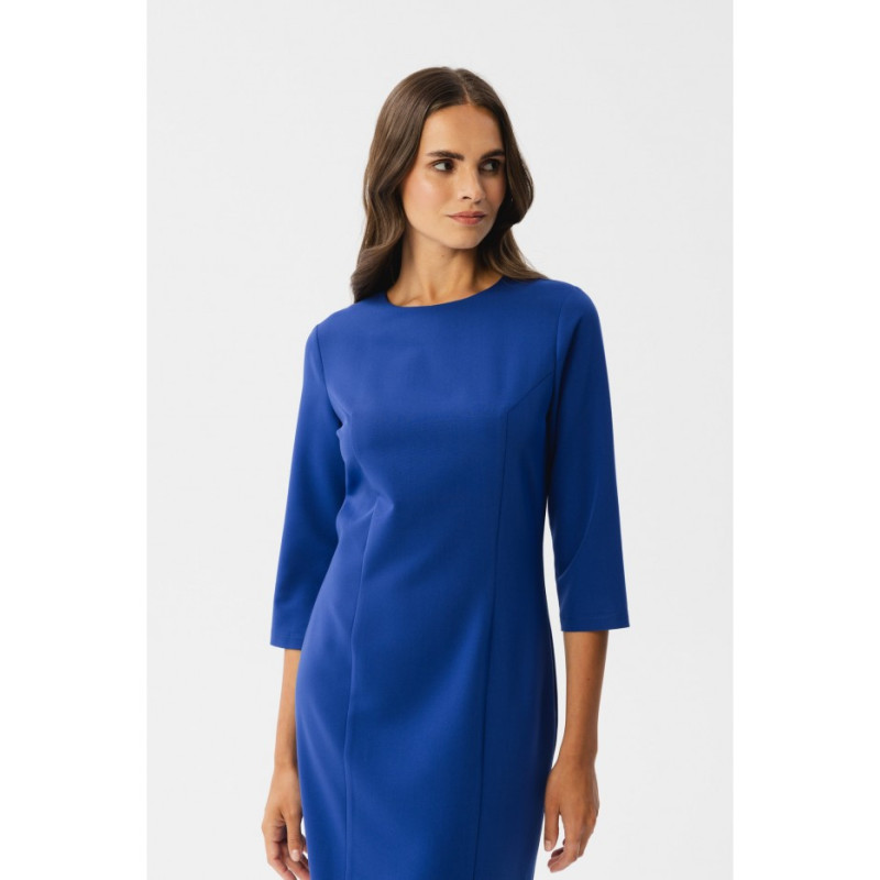 S350 Pencil dress with slit - cornflower blue