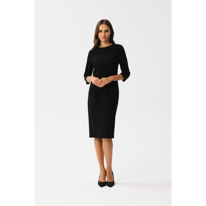 S350 Pencil dress with slit - black