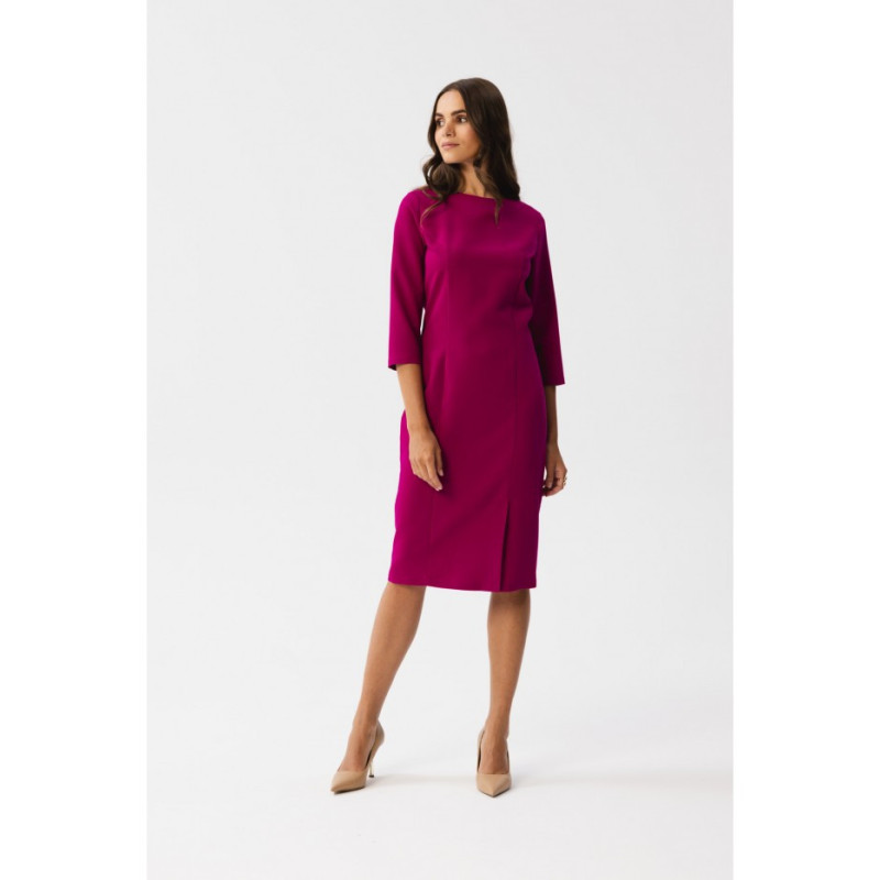 S350 Pencil dress with slit - plum