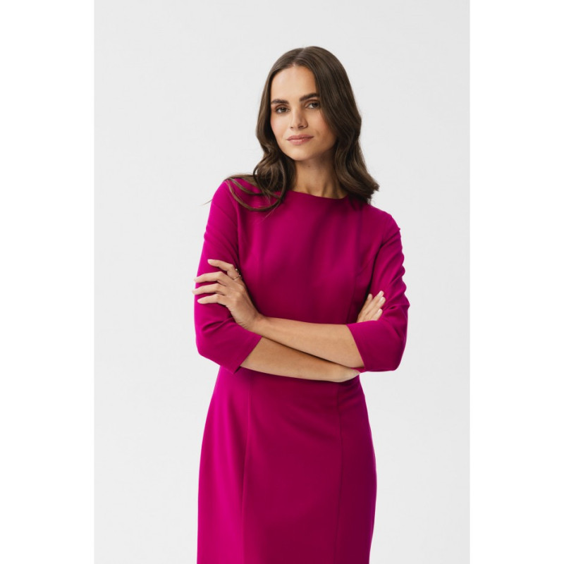 S350 Pencil dress with slit - plum