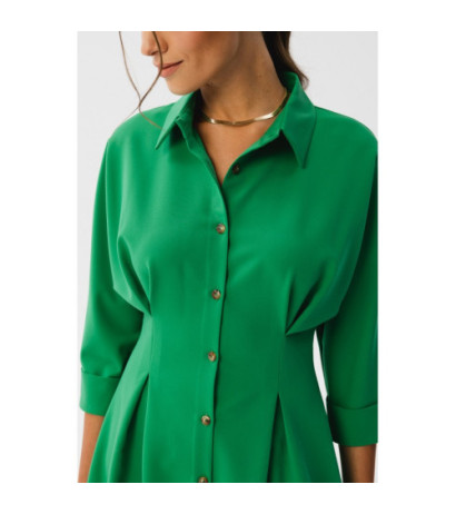 S351 Emery dress with pleats at the waist - juicy green