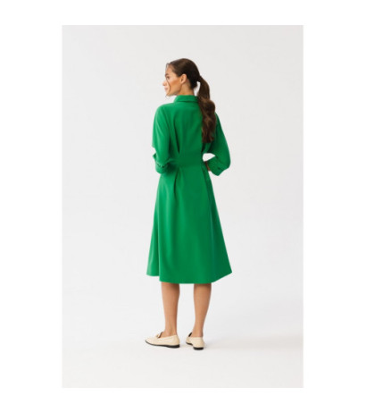 S351 Emery dress with pleats at the waist - juicy green