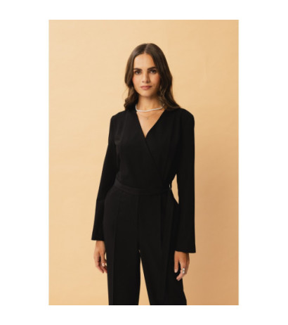 S352 Jumpsuit with ties around the waist - black