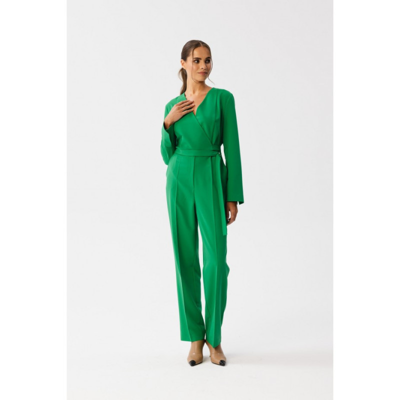 S352 Jumpsuit with ties around the waist - juicy green