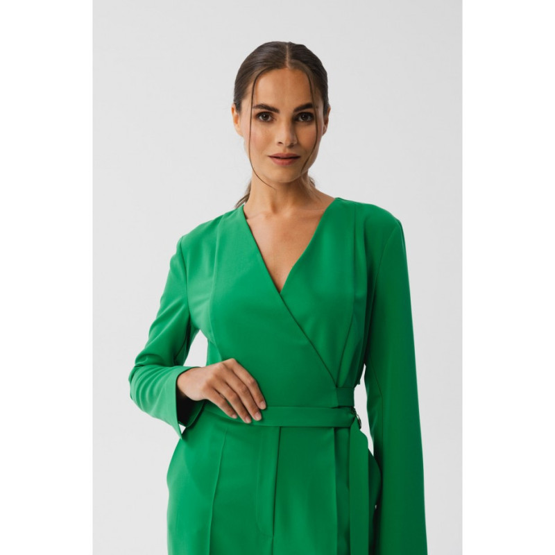 S352 Jumpsuit with ties around the waist - juicy green