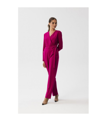 S352 Jumpsuit with ties around the waist - plum