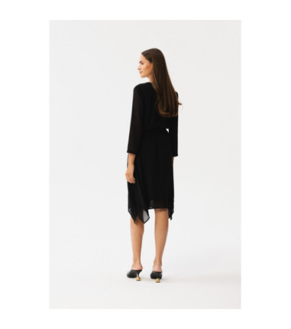 S354 Layered chiffon dress - black