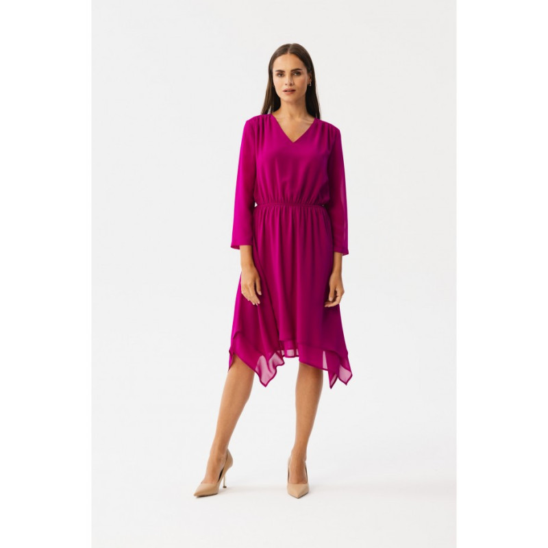 S354 Layered chiffon dress - ruby