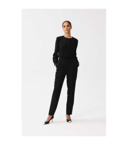 S355 Jumpsuit with a teardrop in the neckline - black