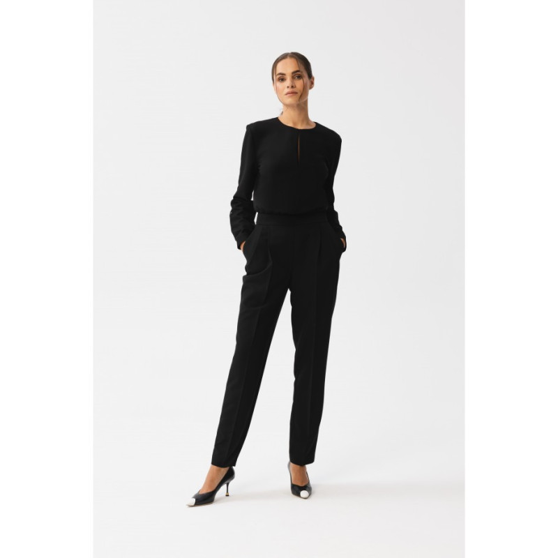 S355 Jumpsuit with a teardrop in the neckline - black