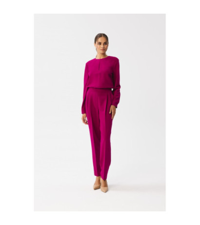 S355 Jumpsuit with a teardrop in the neckline - plum