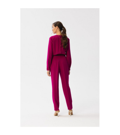 S355 Jumpsuit with a teardrop in the neckline - plum