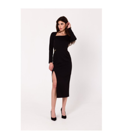 K178 Dress with asymmetrical neckline - black