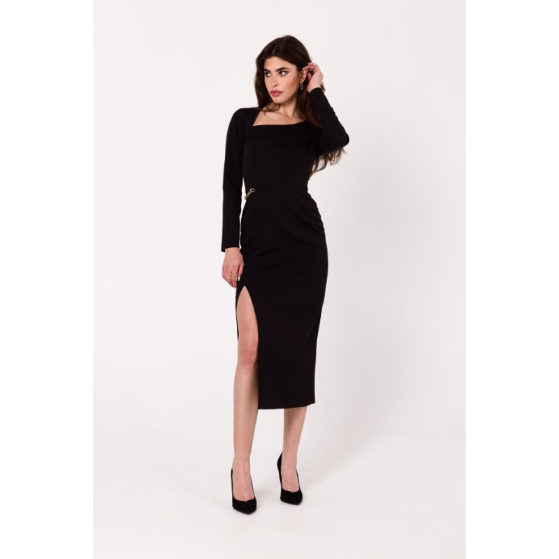 K178 Dress with asymmetrical neckline - black