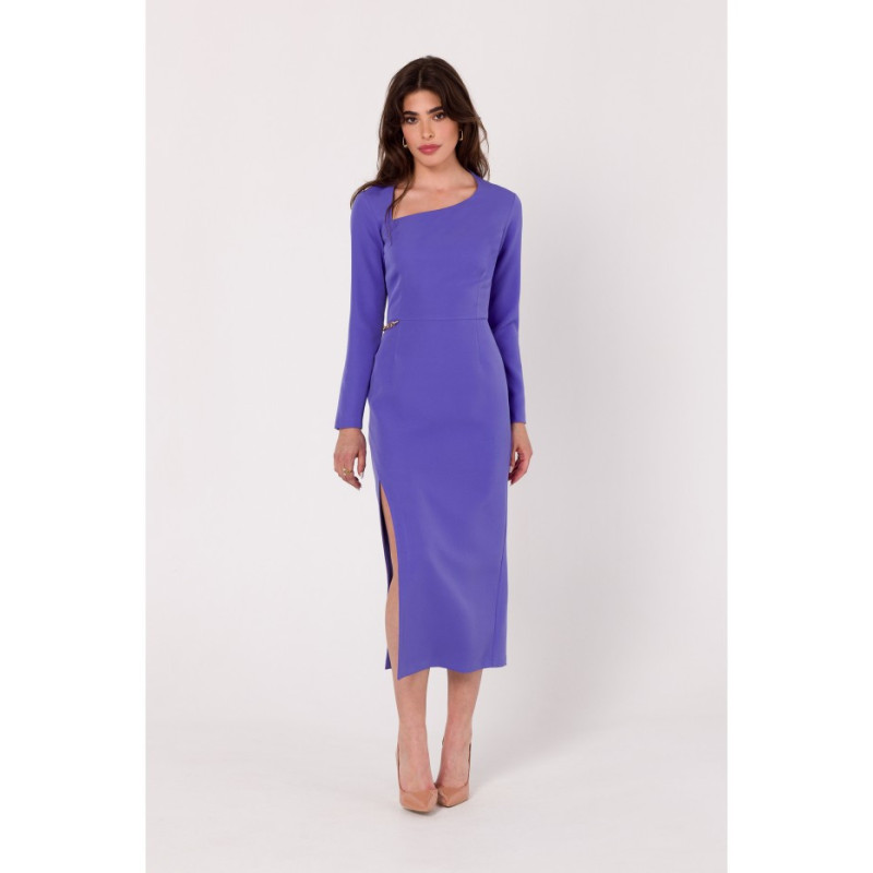 K178 Dress with asymmetrical neckline - light purple