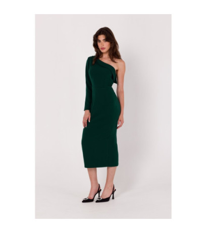 K179 One shoulder dress - bottle green