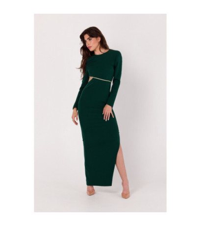 K180 maxi dress with cutout at waist - bottle green