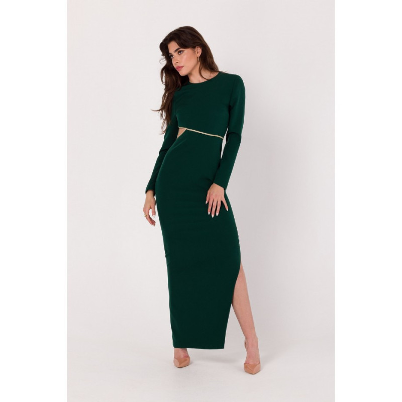 K180 maxi dress with cutout at waist - bottle green