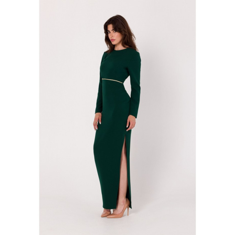 K180 maxi dress with cutout at waist - bottle green