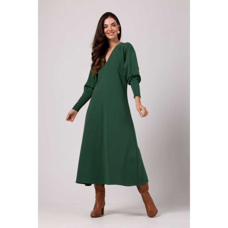 B267 Deep V-neck maxi dress - grassy