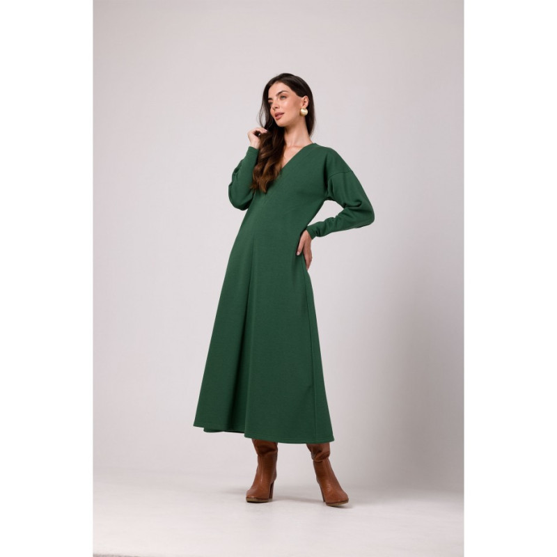 B267 Deep V-neck maxi dress - grassy