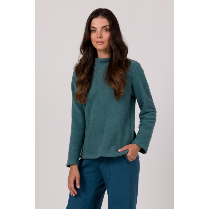 B268 High collar sweatshirt - turquoise