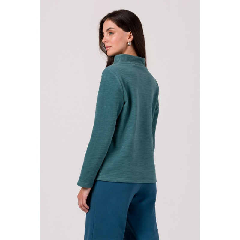 B268 High collar sweatshirt - turquoise