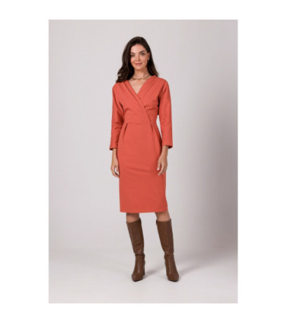 B271 Dress with envelope neckline - brick-red