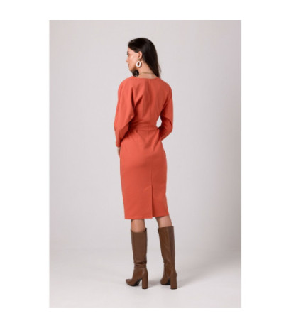 B271 Dress with envelope neckline - brick-red