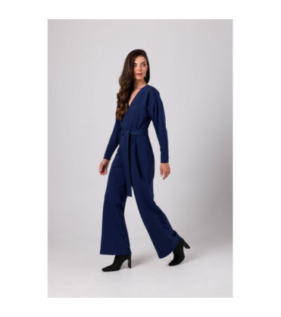 B272 Jumpsuit with neckline - blue