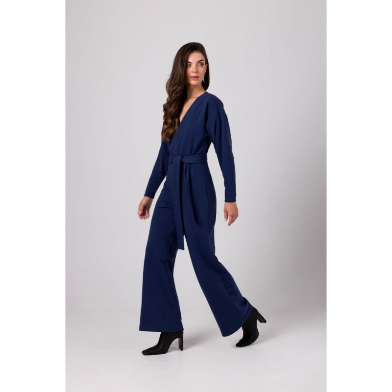 B272 Jumpsuit with neckline - blue