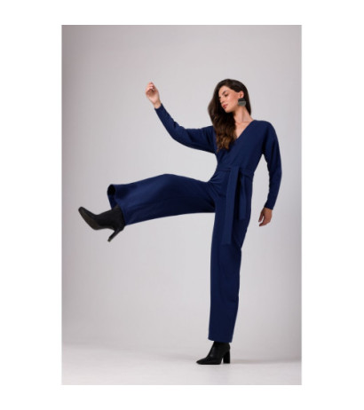 B272 Jumpsuit with neckline - blue