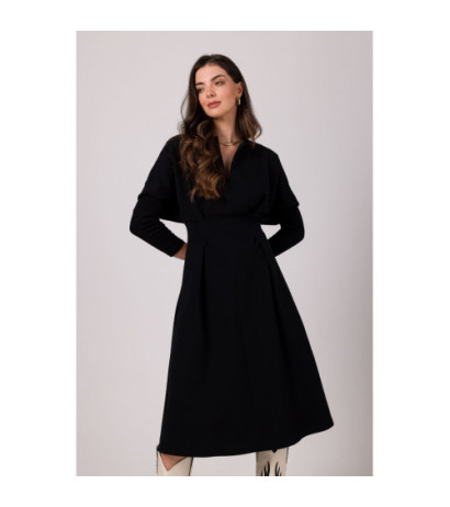 B273 Dress with heavily marked waist - black