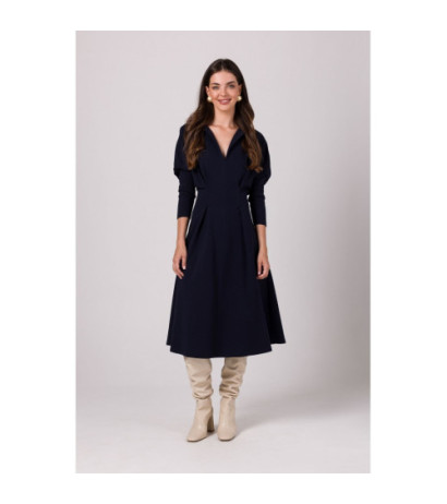 B273 Dress with heavily marked waist - navy blue