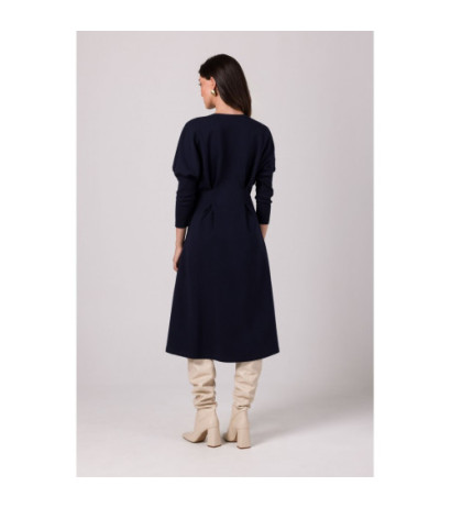 B273 Dress with heavily marked waist - navy blue