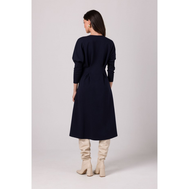 B273 Dress with heavily marked waist - navy blue