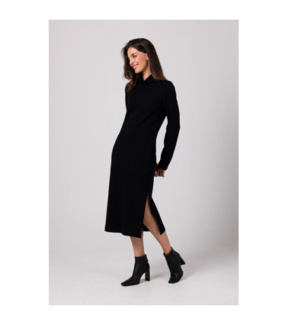 B274 Dress with half turtleneck - black