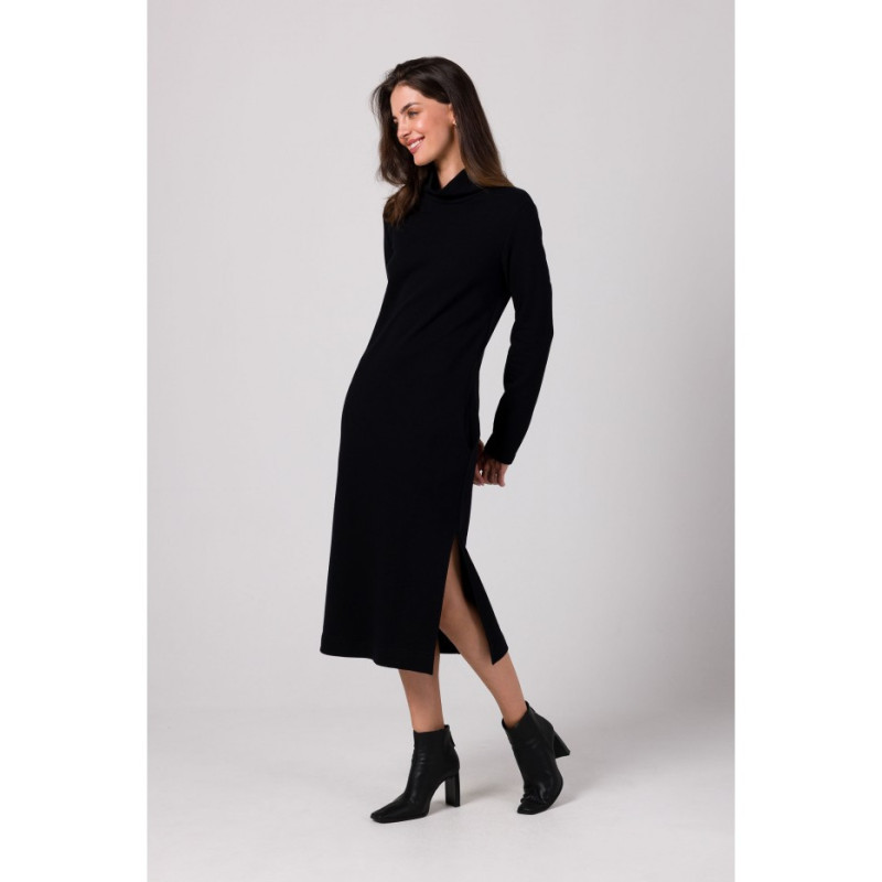 B274 Dress with half turtleneck - black