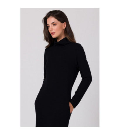 B274 Dress with half turtleneck - black