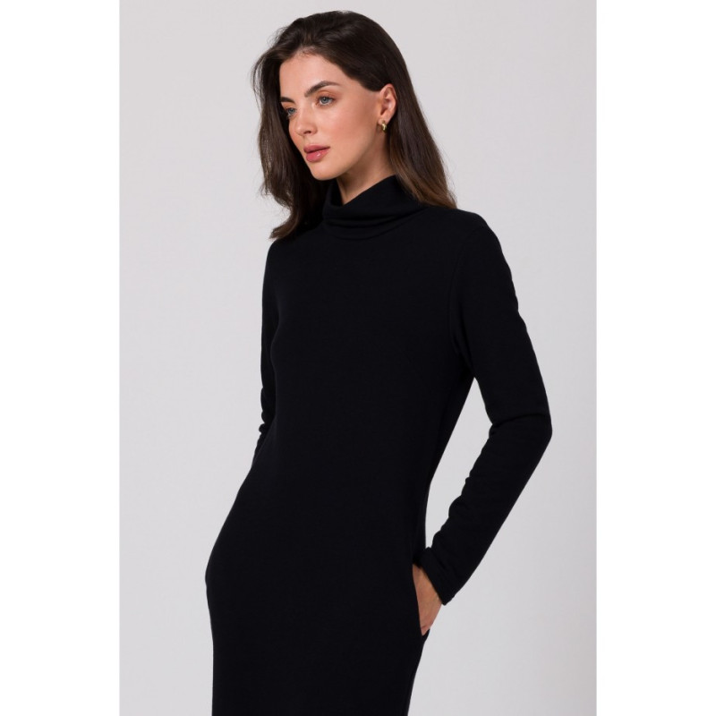 B274 Dress with half turtleneck - black