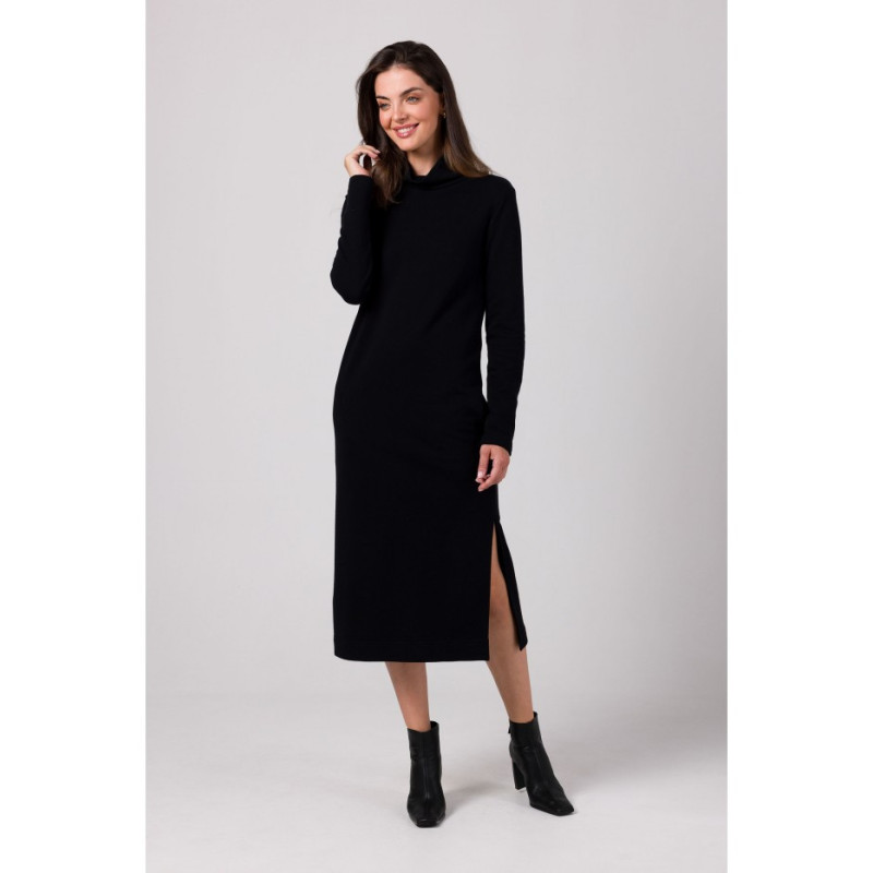 B274 Dress with half turtleneck - black