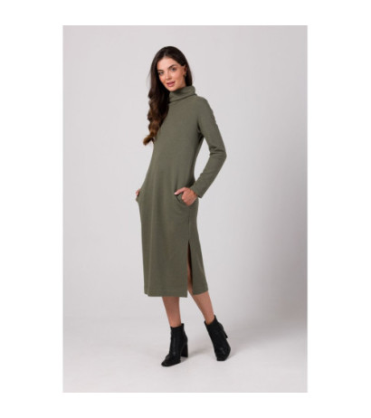 B274 Dress with half turtleneck - khaki